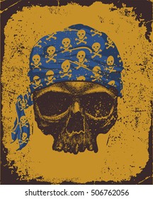 Pirate skull with bandana vector illustration