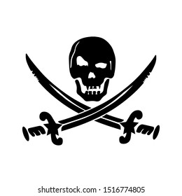 A pirate skull between swords