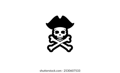 pirate skull, black isolated silhouette