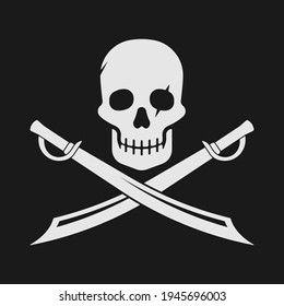 Pirate skull and blades icon. Vector illustration. Eps 10.