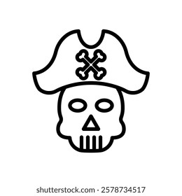 Pirate Skull Cap Vector Line Icon Design