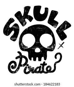 Pirate Skull Captain with Hat and Cross Bones Clipart Illustration / t-shirt graphics