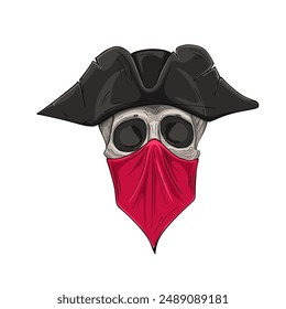 Pirate skull captain hat vector illustration