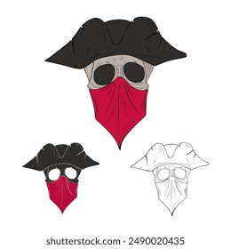 Pirate skull captain hat vector illustration