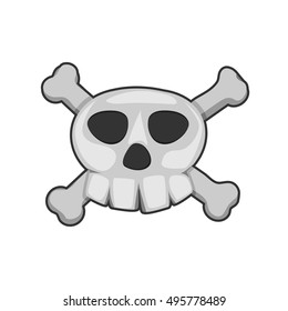 pirate skull, cartoon vector on white background