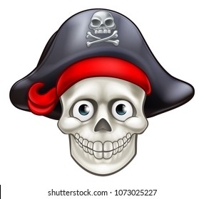 Pirate skull character with hat