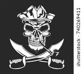 Pirate skull for creating your own badges, logos, labels, posters etc. Isolated on black