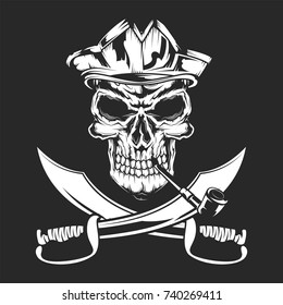 Pirate skull for creating your own badges, logos, labels, posters etc. Isolated on black