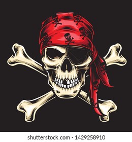 pirate skull crew vector logo