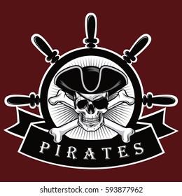 Pirate Skull Eyepatch Ship Helm Logo Stock Vector (Royalty Free ...