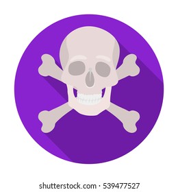 Pirate skull and crossbones icon in flat style isolated on white background. Pirates symbol stock vector illustration.