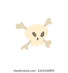 Símbolo de cráneo pirata y cruz, ilustración vectorial plana aislada en fondo blanco. Piratas o filibusters Jolly Roger señal de peligro de muerte.