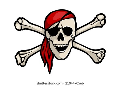 Pirate skull and Crossed Bones - vector illustration