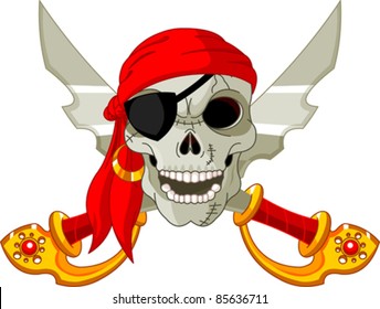 Pirate Skull and crossed sables