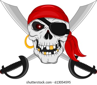 Pirate Skull Crossed Swords Stock Vector (Royalty Free) 613054595 ...