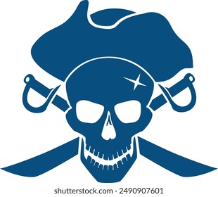 Pirate skull with crossed swords vector flat design