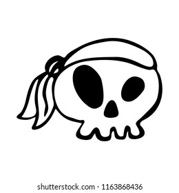 Pirate Skull, design element for decorating children's holidays, invitations, stickers and posters on Halloween.