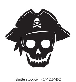 Pirate skull emblem flat illustration