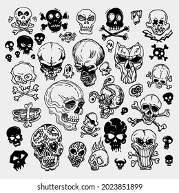 Pirate skull emblem illustration with crossed bones