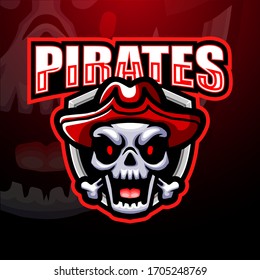 Pirate skull esport mascot logo design
