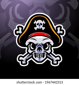 Pirate skull esport mascot logo design