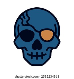 Pirate skull with an eye patch isolated vector illustration