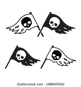 pirate skull flag vector icon logo symbol bone ghost Halloween isolated cartoon character doodle illustration design