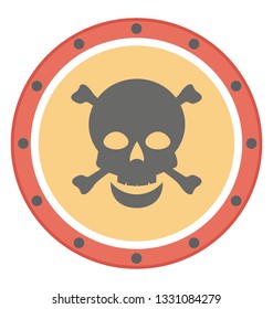 Pirate skull, flat vector icon.