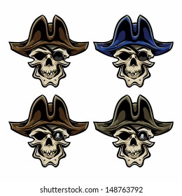 Pirate Skull. Hand drawn. Vector eps8