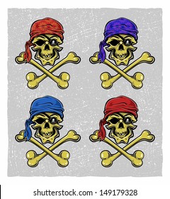 Pirate Skull. Hand drawn. Vector eps8