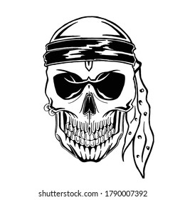 Pirate Skull Hand Drawn Vector