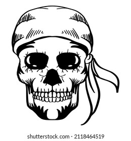 Piratenskull, handgezeichnet, Vektorgrafik