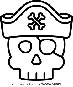 Crânio pirata com chapéu e ícone Crossbones