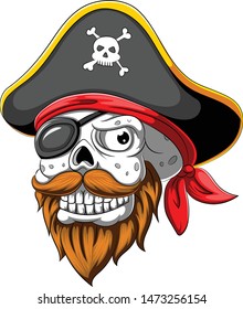 Pirate skull with hat and eye patch