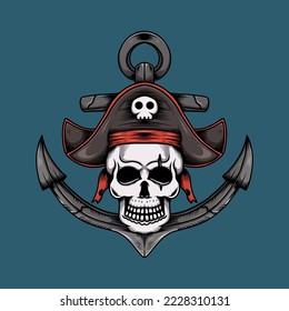 ilustración de la bandera del cráneo pirata