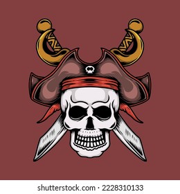 ilustración de la bandera del cráneo pirata