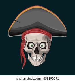 Pirate skull in a hat. Stock vector illustratio. EPS 10. Pirate Skull with Hat.