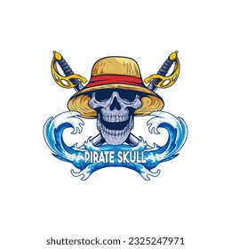 pirate skull in hat vector illustration