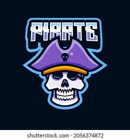 Pirate Skull Head Logo Illustration