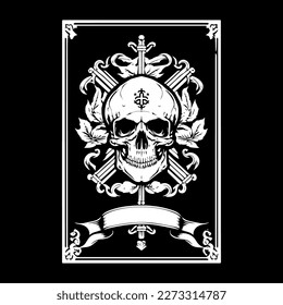 pirate skull head logo illustration is hand-drawn with meticulous attention to detail, capturing the iconic image of the swashbuckling pirate