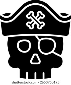 Ícone de Crânio Pirata com Tampa de Olho e Crossbones