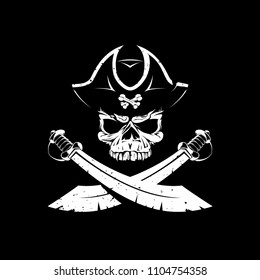 pirate skull icon on black