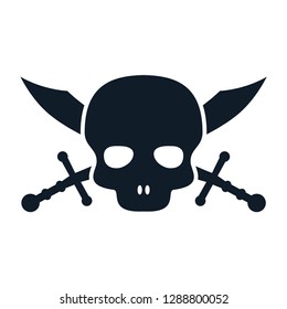 Pirate skull icon vector logo template
