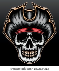Pirate skull illustration. Premium vector