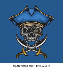 pirate skull illustration with sword