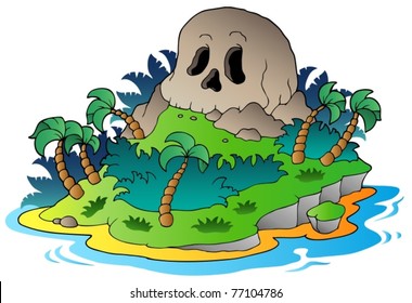 Pirate Skull Island - Vector Illustration.