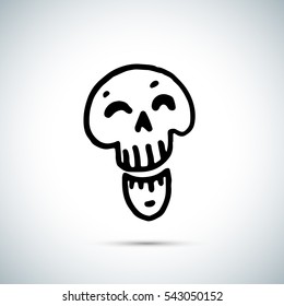 Pirate skull laughing freehand drawing vector illustration
