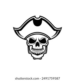 pirate skull logo design concept vintage retro style