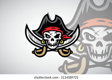 Logo-Design-Vektormascot-Illustrationssymbol von Pirate Skull