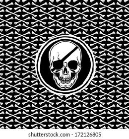 Pirate skull on background with crossbones